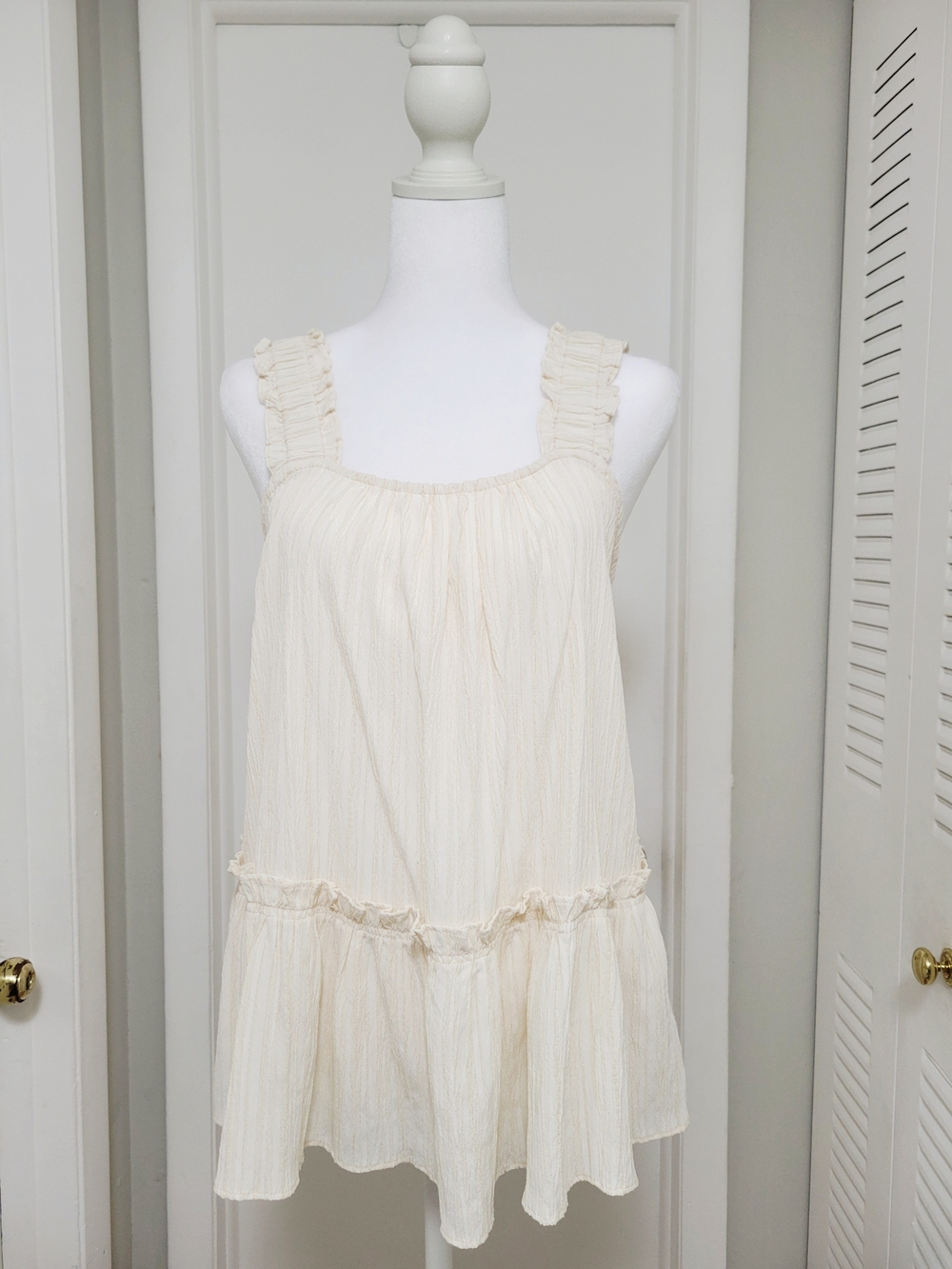 Black Tape_ Ruffled Strap Sleeveless Tunic Top